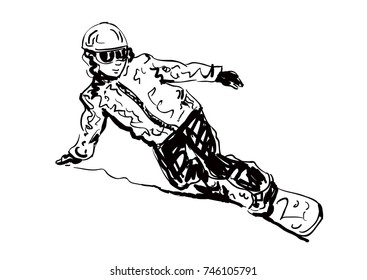 Sketched Snowboarding Man