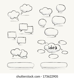 Sketched speech bubble set