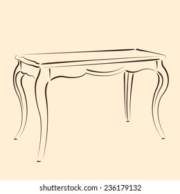 Sketched table. Harmonic colors.