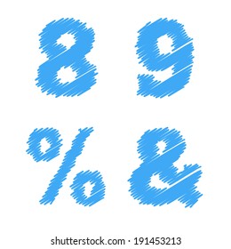 Sketched vector alphabet numbers