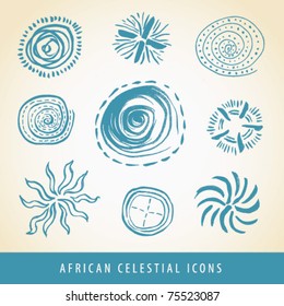 Sketched vector collection of African celestial icons and illustrations