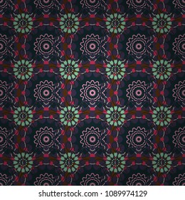 Sketched vector flower print in violet, gray and brown colors - seamless background.