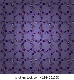 Sketched vector flower print in violet, gray and purple colors - seamless background.