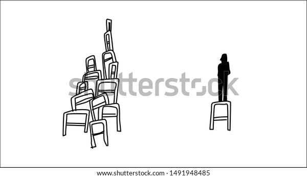 Sketched Vector Illustration Black Figure Standing Stock Vector ...