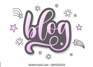 Sketched vector typography text for online website. Promo banner for girl blogger, blog, icon template. Motivational feminine illustration, email, icon, card, marketing design, promotional lettering