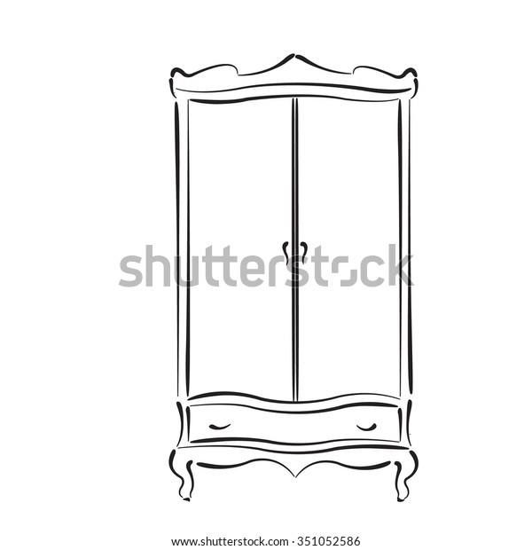 Sketched Vintage Wardrobe Vintage Closet Vector Stock Vector (Royalty ...