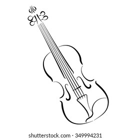 Sketched violin isolated on white background. Violin vector illustration.