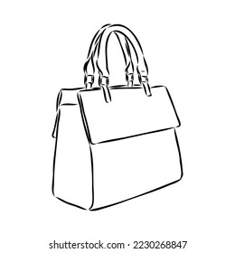 Esbozos de bolsas. Ilustración de la moda vectorial. Bolsas de mujeres con camisetas de mano con bolsos de accesorios de moda para mujeres. bolsos de ilustraciones vectoriales