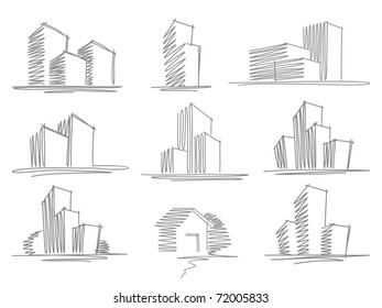 Sketches of buildings