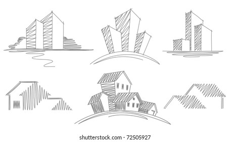 Sketches of buildings