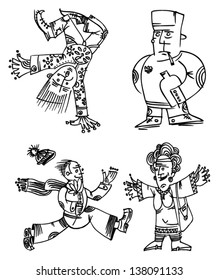 sketches of cartoon men
