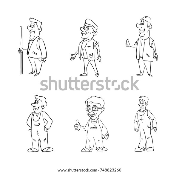 Sketches Characters Working Professions Vector Image Stock Vector ...