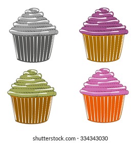 Sketches of cupcake