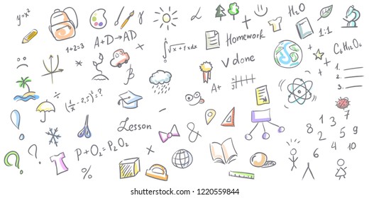 Sketches and drawings of school things