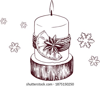 
Sketches of elements of New Year and Christmas home decor and a cozy atmosphere in the apartment during the holidays
