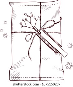 
Esbozos de elementos de la decoración de la casa de Año Nuevo y Navidad y un ambiente acogedor en el apartamento durante las vacaciones