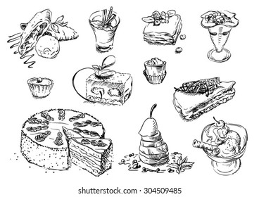 Sketches Food Desserts Stock Vector (Royalty Free) 304509485 | Shutterstock