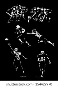 Sketches of football players. Hand drawings - lights and shadows style. 