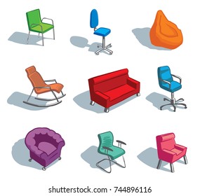 Sketches of furniture for sitting. Vector illustration