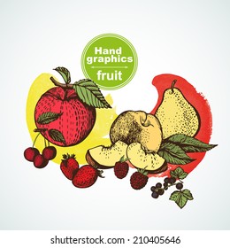 Sketches hand drawing fruit. Hand drawing.  Illustration for greeting cards, invitations, and other printing projects.