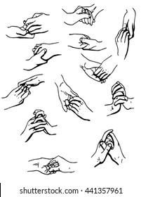 Sketches of hands set.