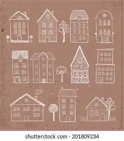 Sketches of houses. Vector illustration.