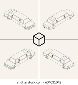 Sketches of Isometric Limousine / Vector