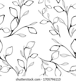 Sketches of a lemon branch. Hand illustration. Floral seamless pattern.