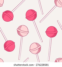 Sketches lollipop seamless pattern. Sweet candies vector illustration
