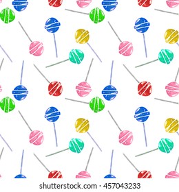 Sketches lollipop seamless pattern. Sweet candies vector illustration