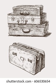 sketches of the old suitcases