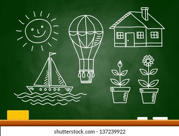 Sketches on blackboard