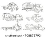 Sketches of tow trucks.