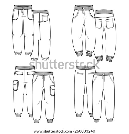 Sketches Trousers Your Design Four Pants Stock Vector (Royalty Free