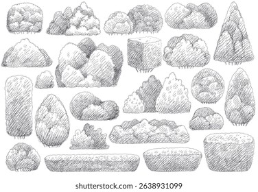 Sketches of Various Rock and Stone Forms that are Ideal for Artistic Uses and Projects