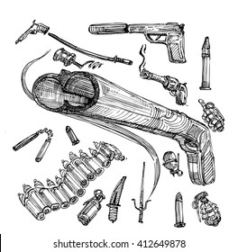 sketches of weapons