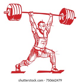 sketches weightlifter push and pull the bar