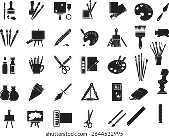 sketching art tool icons collection