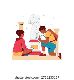 Dibujo de una Ilustración vectorial de escultura clásica EPS 10 Archivo 