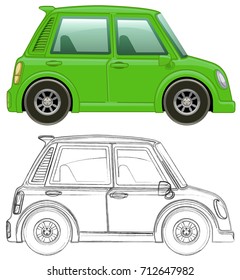 Borrador de esbozo para la ilustración de un coche pequeño