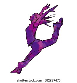 Sketching of female dancer (purple)