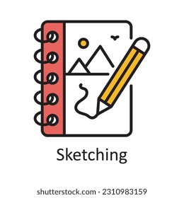 Sketching Filled Outline Icon Design illustration. Art and Crafts Symbol on White background EPS 10 File