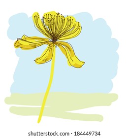 Sketching floral, vector background.