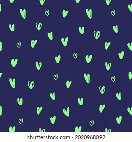 sketching hearts pattern in mint and deep blue color