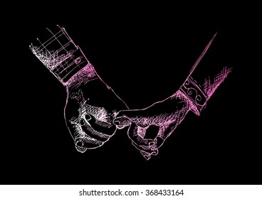 Sketching holding hands