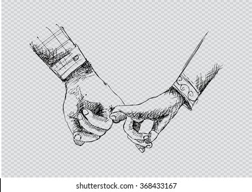 Sketching holding hands