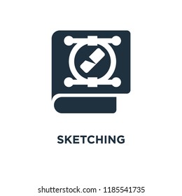 Sketching icon. Black filled vector illustration. Sketching symbol on white background. Can be used in web and mobile.