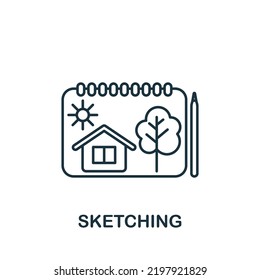 Sketching icon. Line simple Web Development icon for templates, web design and infographics