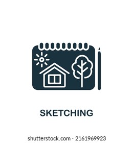 Sketching icon. Monochrome simple Web Development icon for templates, web design and infographics