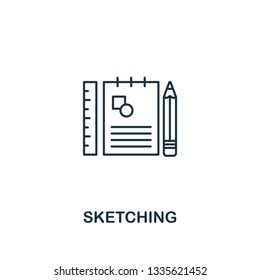 Sketching icon. Thin outline style design from design ui and ux icons collection. Creative Sketching icon for web design, apps, software, print usage